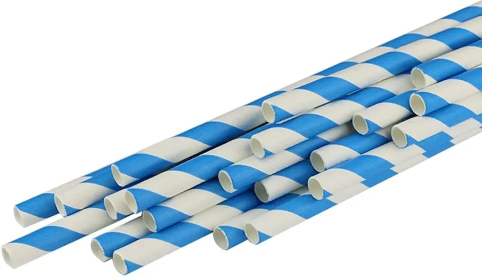 Kağıt Pipet Mavi Beyaz ( 24 lü x 50 Paket )
