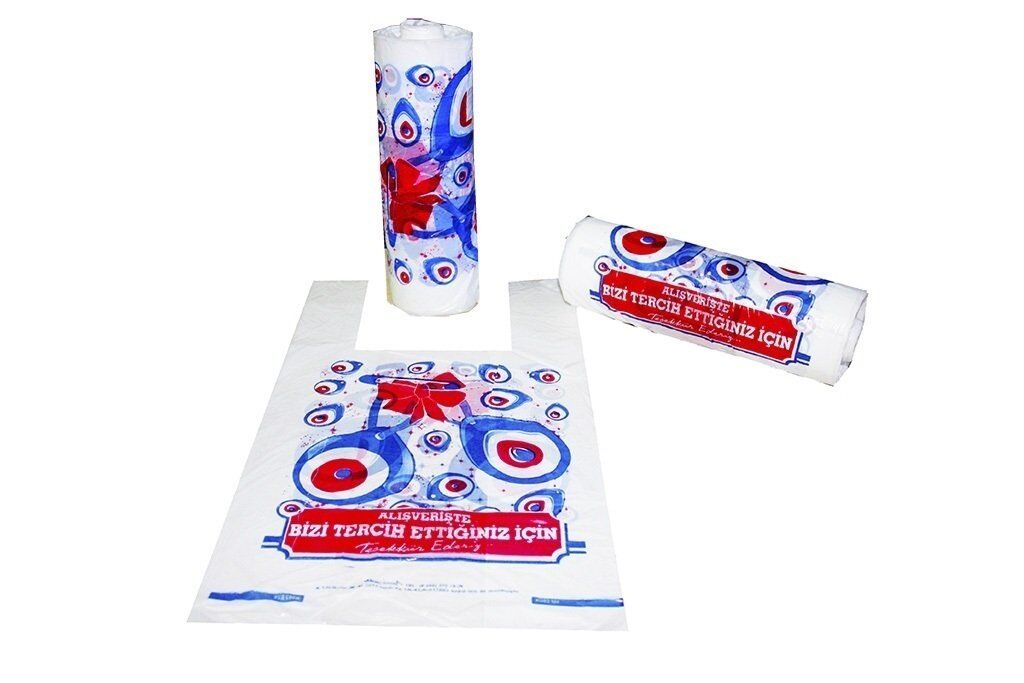 Rulo Hışır Poşet Nazar Boncuğu Baskılı Küçük Boy ( 166'lı x 10 Rulo )