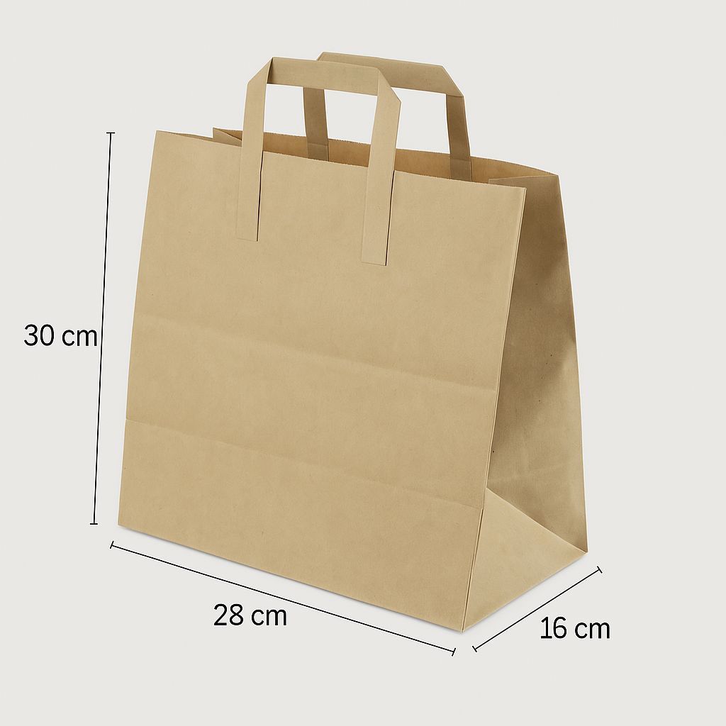 Çanta Kraft 30x28x16 Cm Düz Sap