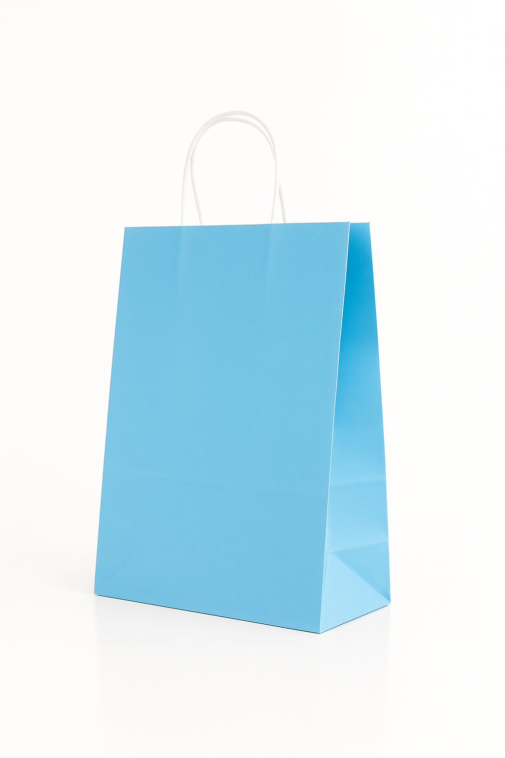 Çanta Beyaz Kraft 25x31x12 Cm Burgu Sap Mavi