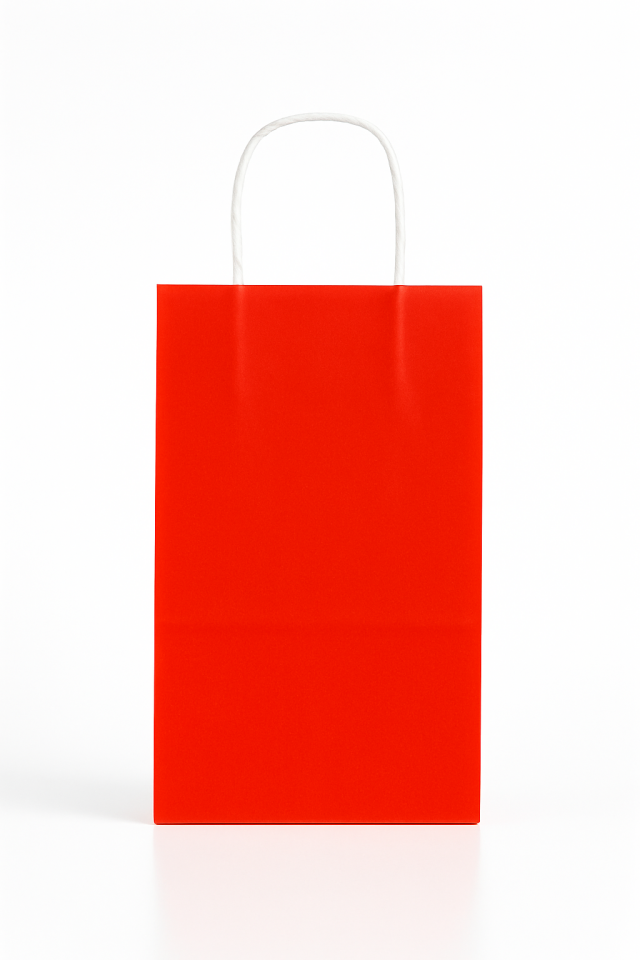 Kırmızı Kraft Canta 25x31x12 Cm Burgu Sap