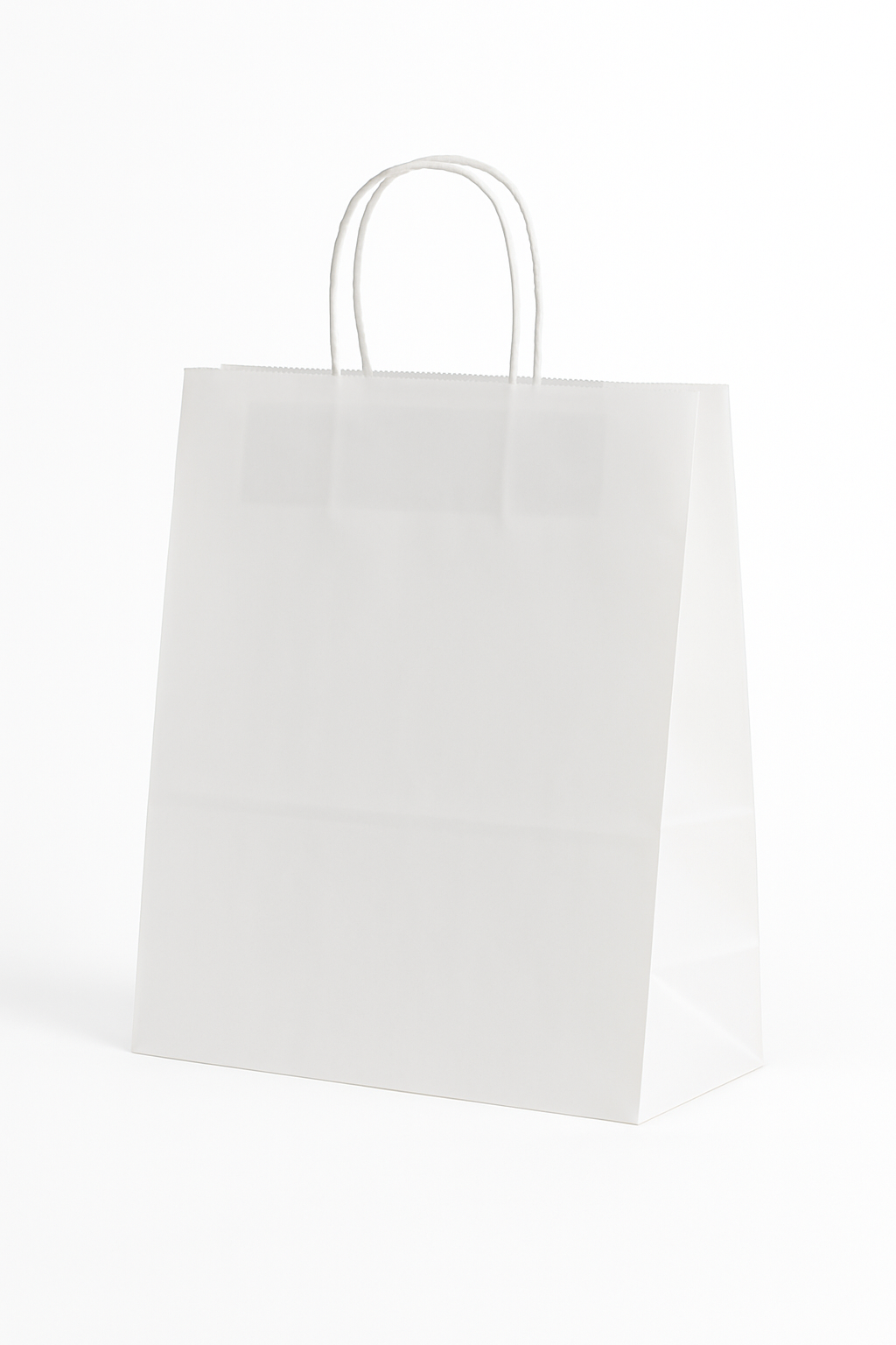 Burgu Saplı Beyaz Kraft Çanta – 25x31x12 cm