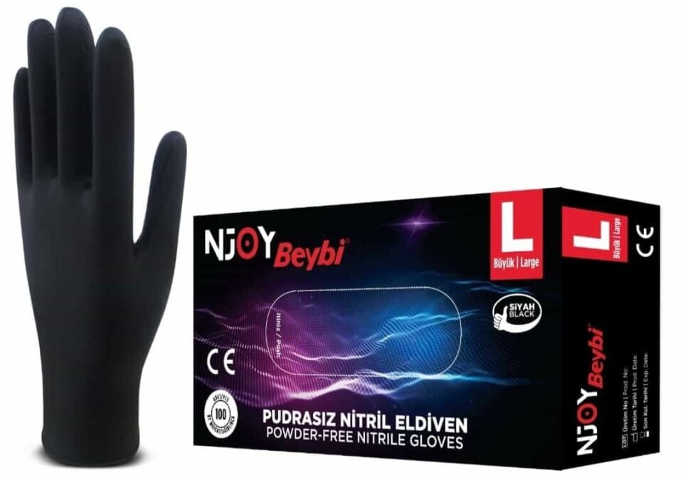 Beybi Njoy Siyah Nitril Medikal Muayene Eldiveni 2000 Adet 20 Paket