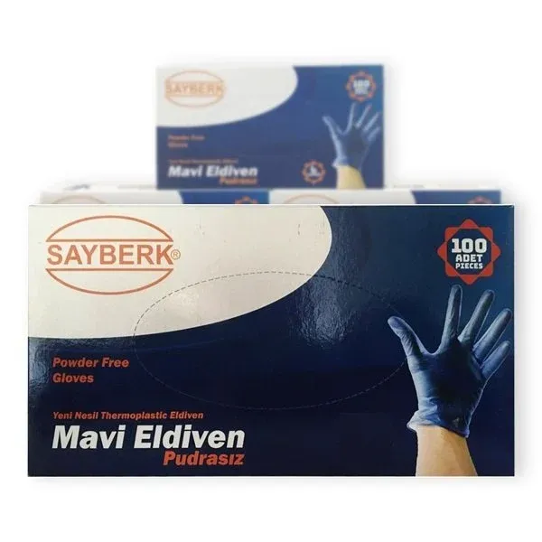 Yeni Nesil Hibrit Pudrasız Mavi Eldiven 100 Adet